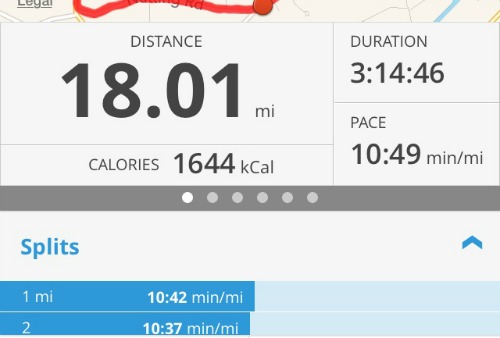 18 Miles during marathon training